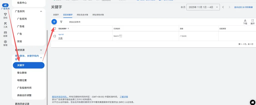 谷歌广告系列关联否定关键词列表